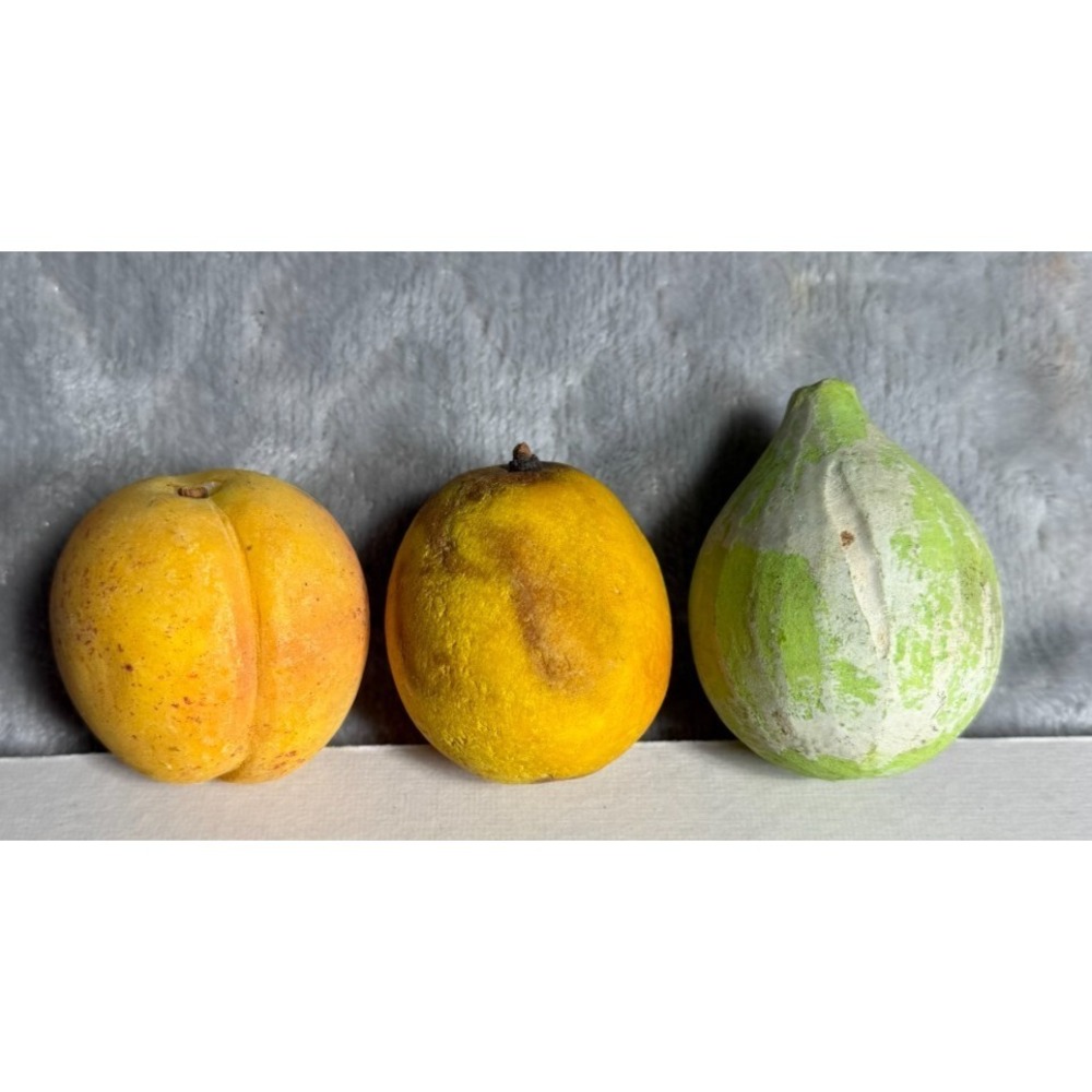 Lot 3 Vintage Italian Carved Alabaster Stone Marble Fruits Fig lemon peach